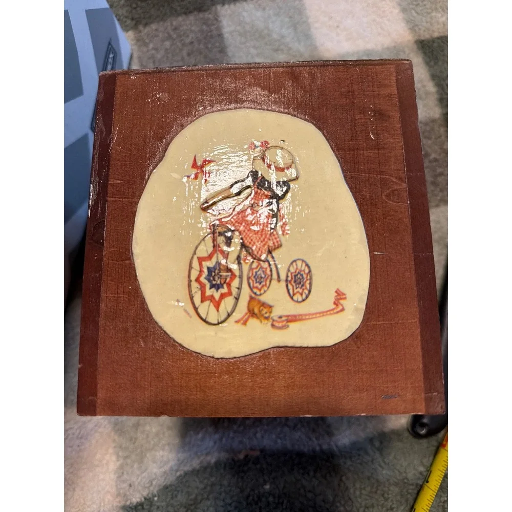 Vintage Wooden Decoupage Tissue Box Cover Children Americana Rustic Decor